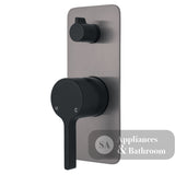 Fienza Sansa Soft Square Plate Wall Diverter Mixer - Matte Black - Matte Black / Gunmetal Grey Backplate - Wall Mixer