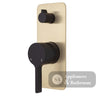 Fienza Sansa Soft Square Plate Wall Diverter Mixer - Matte Black - Matte Black / Urban Brass Backplate - Wall Mixer