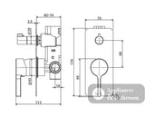 Fienza Sansa Soft Square Plate Wall Diverter Mixer - Urban Brass - Wall Mixer Diverter