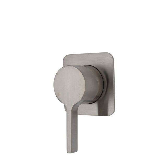 Fienza Sansa Soft Square Plate Wall Mixer - Brushed Nickel - Brushed Nickel - Wall Mixer