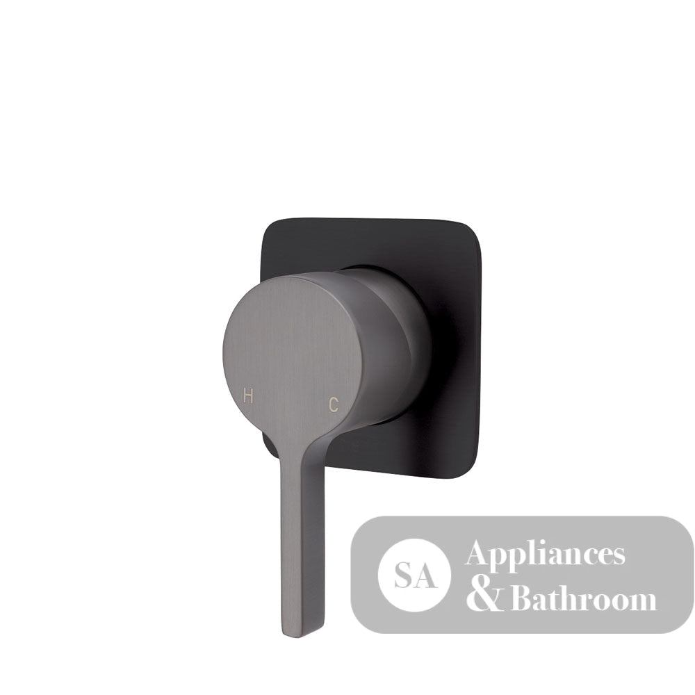 Fienza Sansa Soft Square Plate Wall Mixer - Gunmetal Grey - Wall Mixer