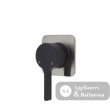 Fienza Sansa Soft Square Plate Wall Mixer - Matte Black - Matte Black / Brushed Nickel Backplate - Wall Mixer