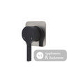 Fienza Sansa Soft Square Plate Wall Mixer - Matte Black - Matte Black / Brushed Nickel Backplate - Wall Mixer