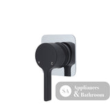 Fienza Sansa Soft Square Plate Wall Mixer - Matte Black - Matte Black / Chrome Backplate - Wall Mixer