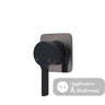Fienza Sansa Soft Square Plate Wall Mixer - Matte Black - Matte Black / Gunmetal Grey Backplate - Wall Mixer