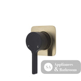 Fienza Sansa Soft Square Plate Wall Mixer - Matte Black - Matte Black / Urban Brass Backplate - Wall Mixer