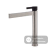 Fienza Sansa Tall Basin Mixer - Brushed Nickel - Brushed Nickel / Matte Black Handle - Tower Basin Mixer