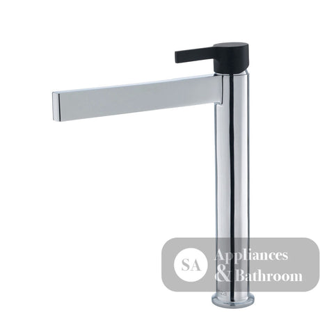 Fienza Sansa Tall Basin Mixer - Chrome - Chrome / Matte Black Handle - Tower Basin Mixer