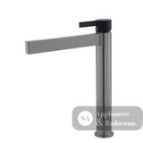 Fienza Sansa Tall Basin Mixer - Gunmetal Grey - Gunmetal Grey / Matte Black Handle - Tower Basin Mixer