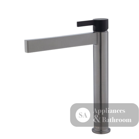 Fienza Sansa Tall Basin Mixer - Gunmetal Grey - Gunmetal Grey / Matte Black Handle - Tower Basin Mixer