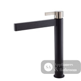 Fienza Sansa Tall Basin Mixer - Matte Black - Matte Black / Brushed Nickel Handle - Tower Basin Mixer