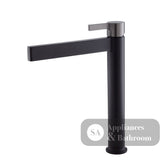 Fienza Sansa Tall Basin Mixer - Matte Black - Matte Black / Gunmetal Grey Handle - Tower Basin Mixer