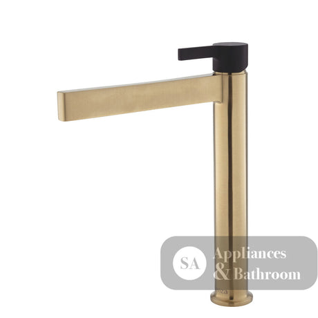 Fienza Sansa Tall Basin Mixer - Urban Brass - Urban Brass / Matte Black Handle - Tower Basin Mixer