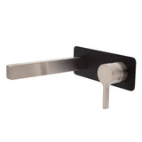 Fienza Sansa Wall Basin Mixer Set - Brushed Nickel - Brushed Nickel / Matte Black Backplate - Wall Mixer Set