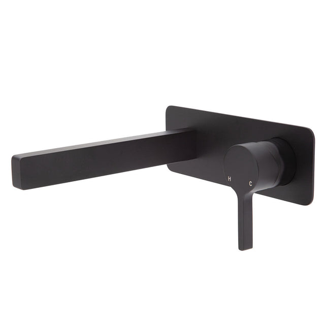Fienza Sansa Wall Basin Mixer Set - Matte Black - Matte Black - Wall Mixer Set