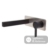 Fienza Sansa Wall Basin Mixer Set - Matte Black - Matte Black / Brushed Nickel Backplate - Wall Mixer Set