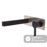 Fienza Sansa Wall Basin Mixer Set - Matte Black - Matte Black / Brushed Nickel Backplate - Wall Mixer Set