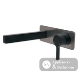 Fienza Sansa Wall Basin Mixer Set - Matte Black - Matte Black / Gunmetal Grey Backplate - Wall Mixer Set