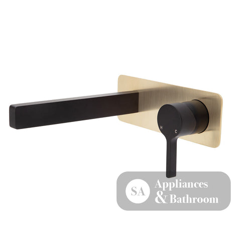 Fienza Sansa Wall Basin Mixer Set - Matte Black - Matte Black / Urban Brass Backplate - Wall Mixer Set
