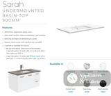 Fienza Sarah 900Mm Si90C Bianco Marble Vanity Unit Fingerpull With Kickboard White - Special Order