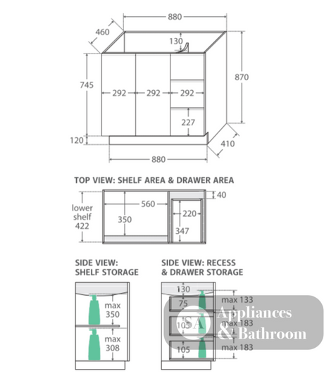 Fienza Sarah 900Mm Si90C Bianco Marble Vanity Unit Fingerpull With Kickboard White - Special Order