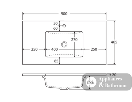 Fienza Sarah 900Mm Si90C Bianco Marble Vanity Unit Fingerpull With Kickboard White - Special Order