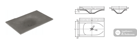 Fienza SAT75 Satori 750mm Concrete Basin Top - Basins