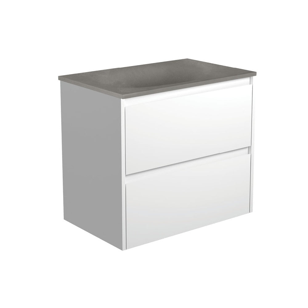 Fienza SAT75BW Satori Amato Wall Hung Vanity 750mm Satin White - Vanity Units Wall Hung