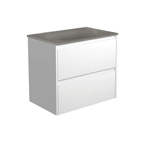 Fienza SAT75BW Satori Amato Wall Hung Vanity 750mm Satin White - Vanity Units Wall Hung