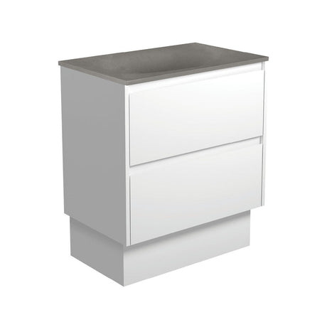 Fienza SAT75BWK Satori Amato On Kickboard Vanity 750mm Satin White - Vanity Units Freestanding