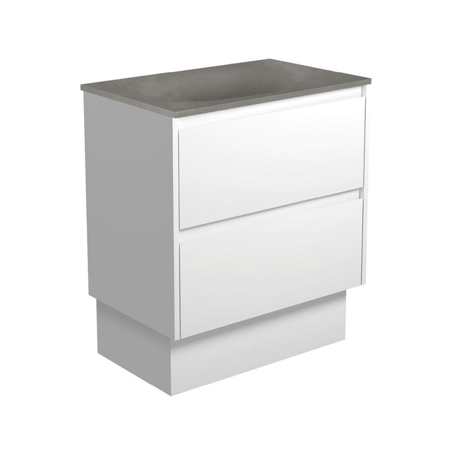 Fienza SAT75BWK Satori Amato On Kickboard Vanity 750mm Satin White - Vanity Units Freestanding