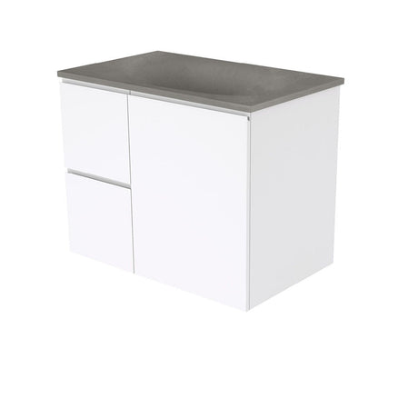Fienza SAT75FL Satori Fingerpull Wall Hung Vanity 750mm Left Drawers Gloss White - Vanity Units Wall Hung