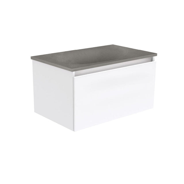 Fienza SAT75H Satori Manu Wall Hung Vanity 750mm Gloss White - Vanity Units Wall Hung