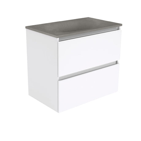 Fienza SAT75Q Satori Quest Wall Hung Vanity 750mm Gloss White - Vanity Units Wall Hung