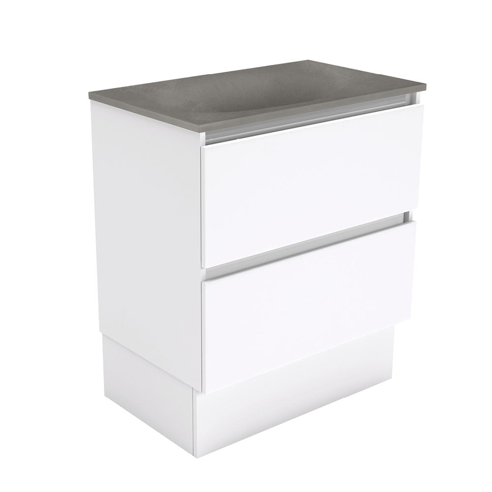 Fienza SAT75QK Satori Quest On Kickboard Vanity 750mm Gloss White - Vanity Units Freestanding