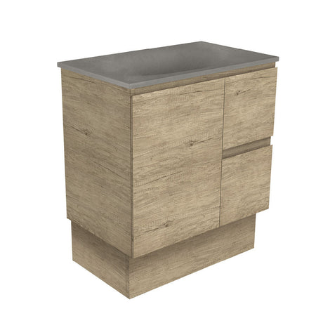 Fienza SAT75SKR Satori Edge On Kickboard Vanity 750mm Right Drawers Scandi Oak - Vanity Units Freestanding