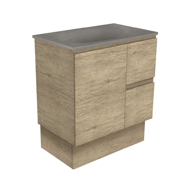 Fienza SAT75SKR Satori Edge On Kickboard Vanity 750mm Right Drawers Scandi Oak - Vanity Units Freestanding