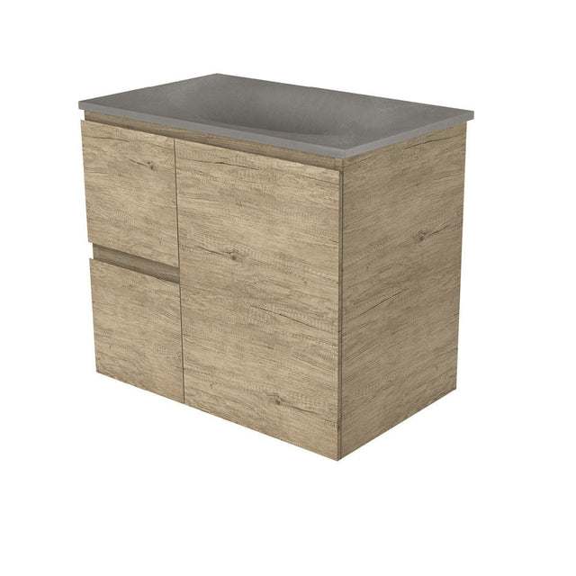 Fienza SAT75SL Satori Edge Wall Hung Vanity 750mm Left Drawers Scandi Oak - Vanity Units Wall Hung