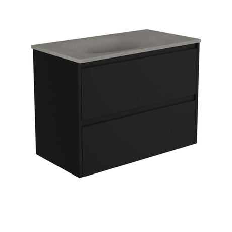 Fienza SAT90BB Satori Amato Wall Hung Vanity 900mm Satin Black - Vanity Units Wall Hung