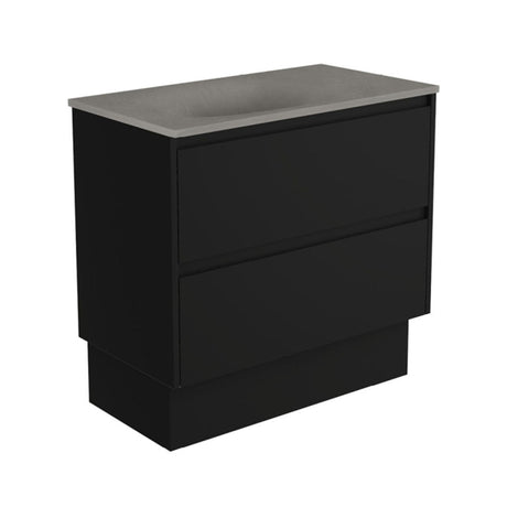 Fienza SAT90BBK Satori Amato On Kickboard Vanity 900mm Satin Black - Vanity Units Freestanding