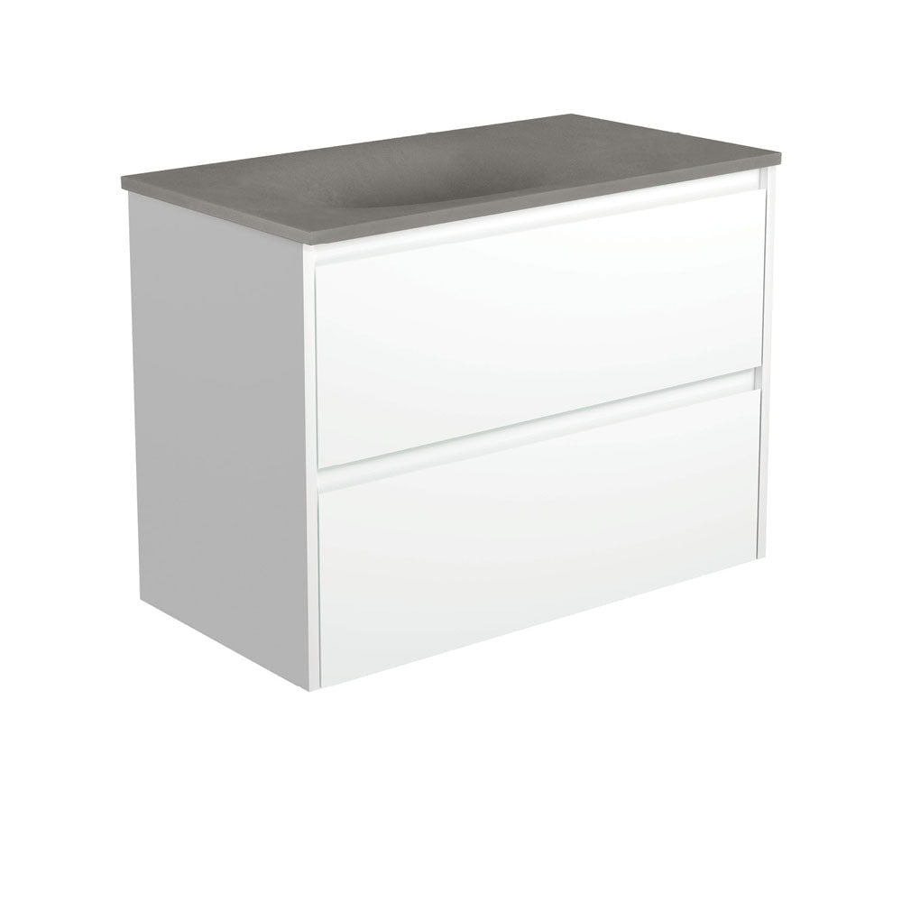 Fienza SAT90BW Satori Amato Wall Hung Vanity 900mm Satin White - Vanity Units Wall Hung
