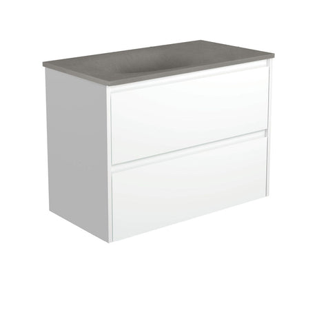 Fienza SAT90BW Satori Amato Wall Hung Vanity 900mm Satin White - Vanity Units Wall Hung