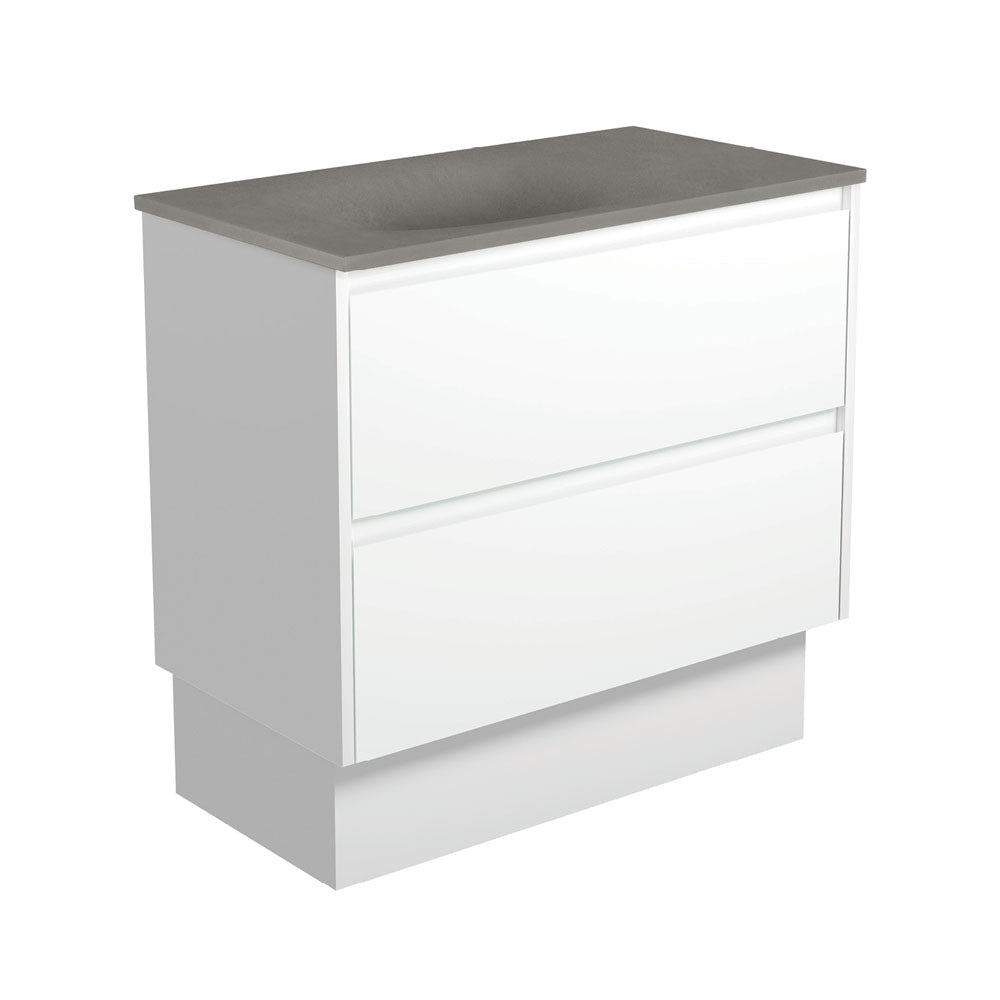 Fienza SAT90BWK Satori Amato On Kickboard Vanity 900mm Satin White - Vanity Units Freestanding