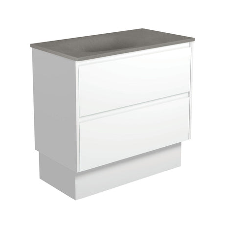 Fienza SAT90BWK Satori Amato On Kickboard Vanity 900mm Satin White - Vanity Units Freestanding