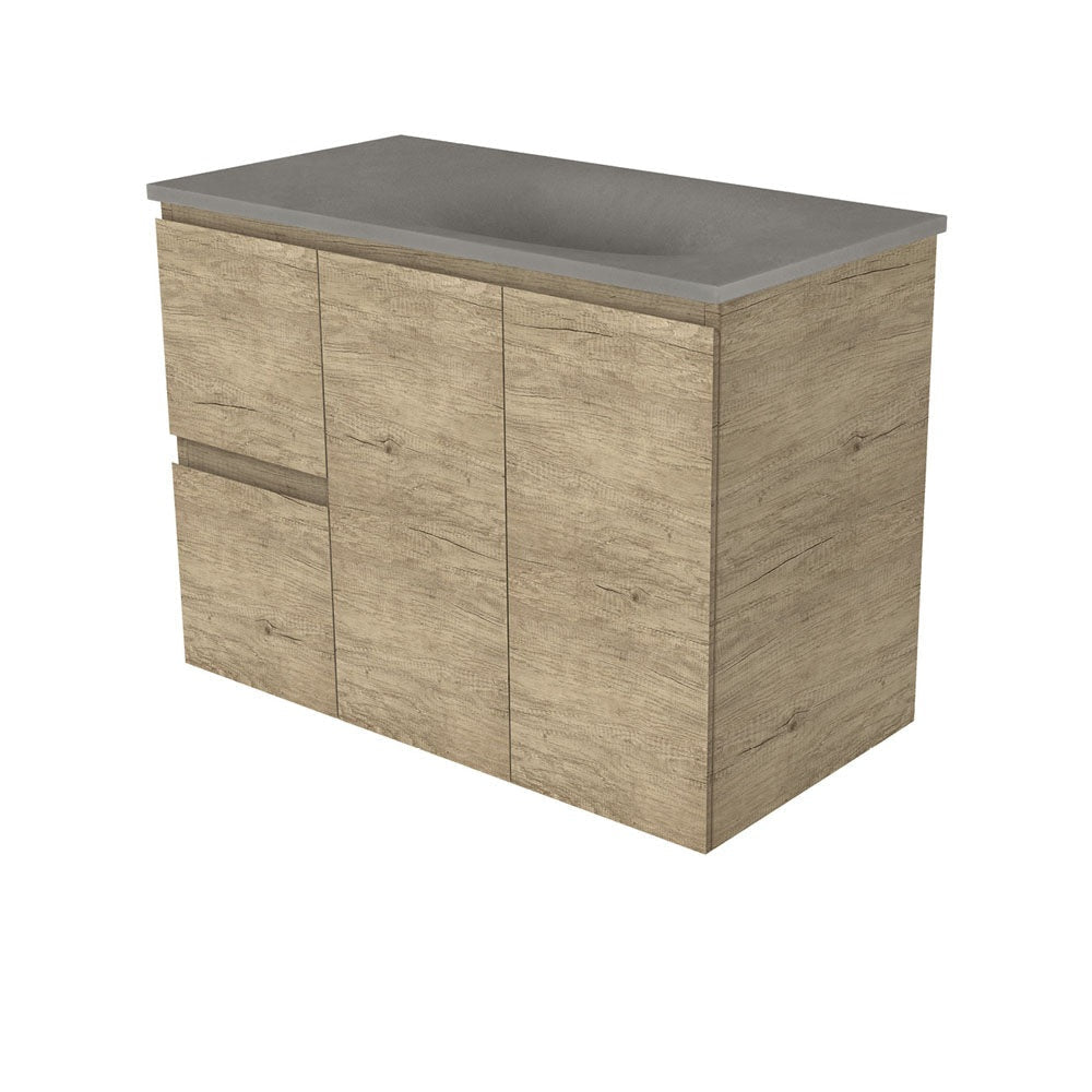 Fienza SAT90SL Satori Edge Wall Hung Vanity 900mm Left Drawers Scandi Oak - Vanity Units Wall Hung