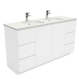 Fienza SC150CD Crystal Pure Undermount Stone Top Fingerpull 1500mm (Double Basin) Vanity Unit with Kickboard White