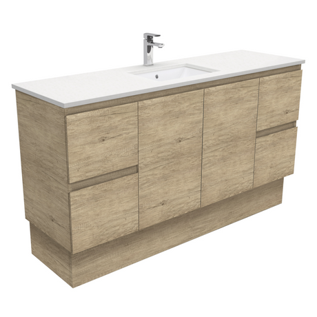 Fienza SC150SKS Crystal Pure Undermount Stone Top Edge Scandi Oak 1500mm (Single Basin) Vanity Unit with Kickboard
