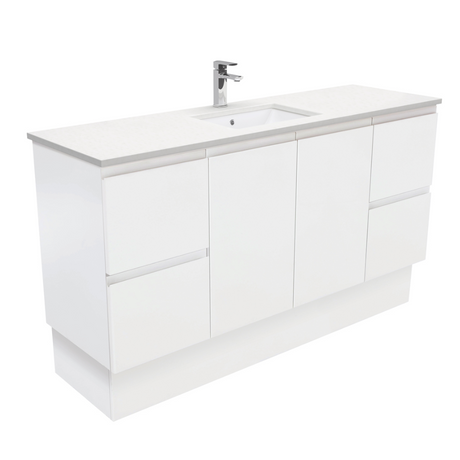 Fienza SC150ZKS Crystal Pure Undermount Stone Top Fingerpull 1500mm (Single Basin) Vanity Unit with Kickboard Unit