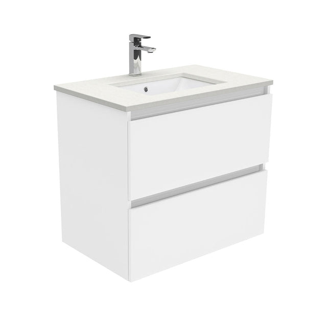 Fienza Sc75Q 750Mm Crystal Pure Undermount Stone Top Quest Wall Hung Vanity Unit White - Special
