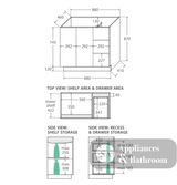 Fienza Sc90Cl 900Mm Crystal Pure Undermount Stone Top Fingerpull Vanity Unit On Kickboard Left